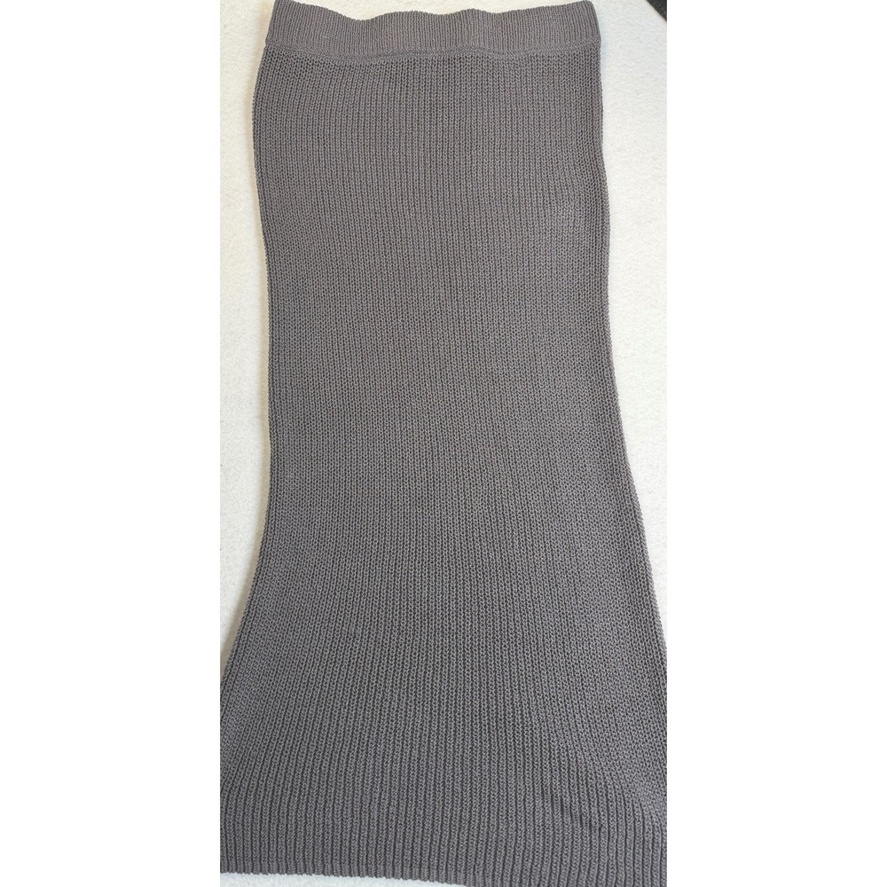 ZARA Knit Ribbed Tube Dress Gray Bodycon Strapless Midi Size M